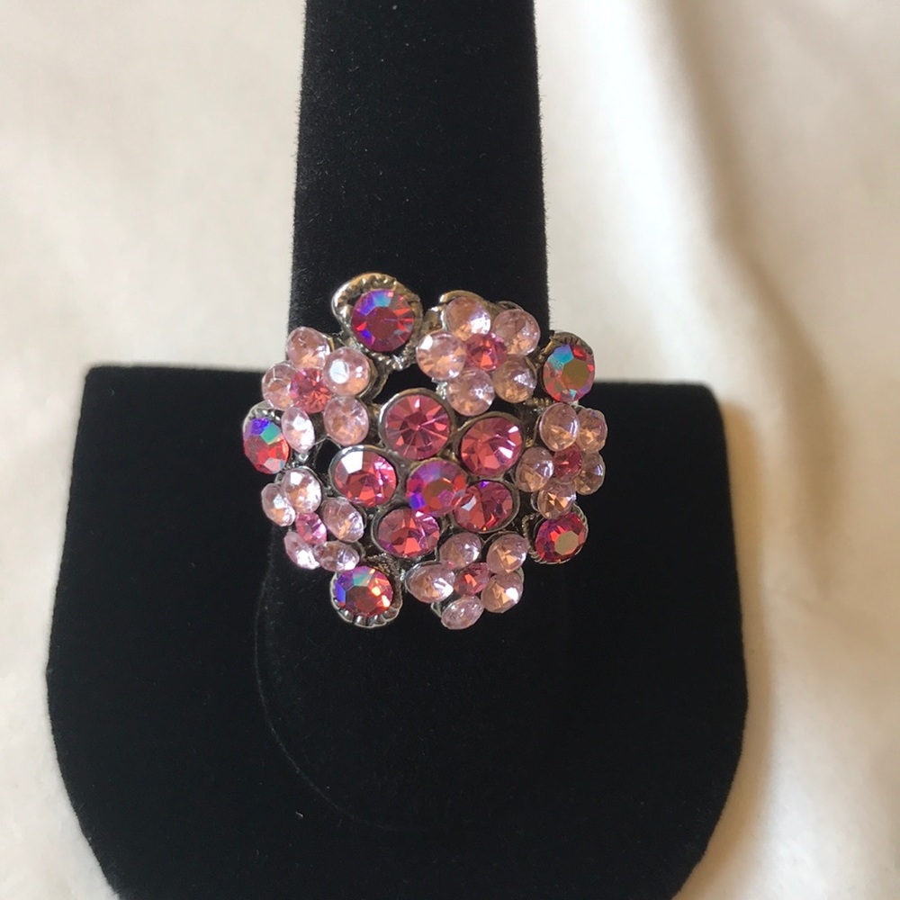 Statement pink flower ring